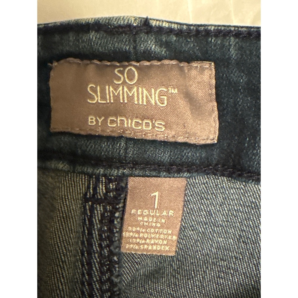 Chico's So Slimming Women's Dark Wash Denim Jeans Straight Leg Size 1 (8) Reg - Picture 5 of 5